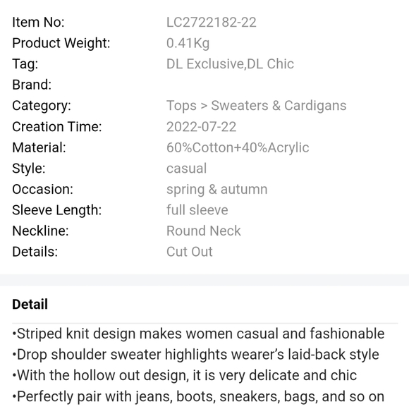 New Multicolor Stripe Knit Hollow Out Drop Shoulder Sweater - Picture 10 of 12